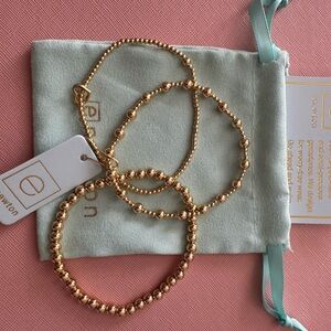 Enewton Gold Beaded Bracelet Set With Heart Dangle